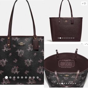 Coach Reversible City Tote with Ribbon Bouquet